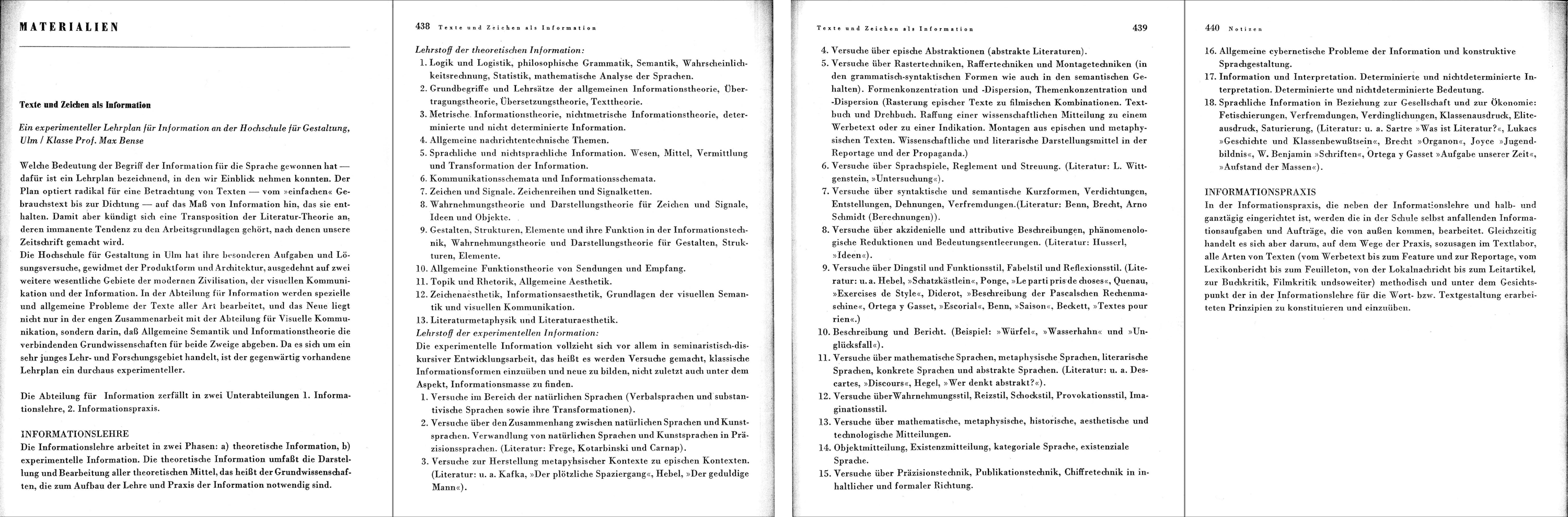 Faksimile des Lehrplans